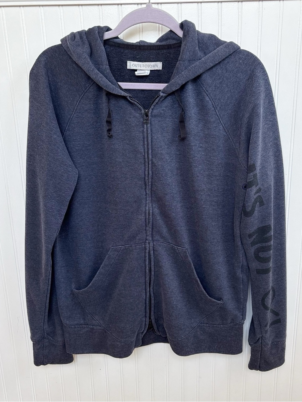 Outerknown It’s Not OK Full Zip Hoodie Men’s Medium Navy Blue Hemp Blend